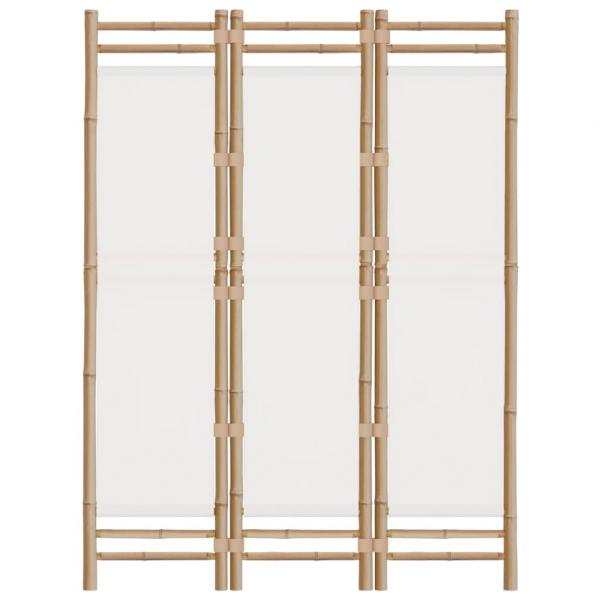 3-tlg. Paravent Faltbar 120 cm Bambus und Canvas