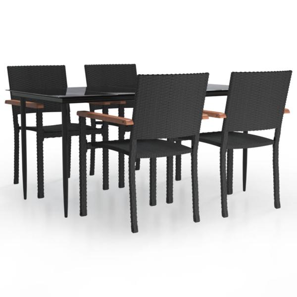 5-tlg. Garten-Essgruppe Schwarz Poly Rattan