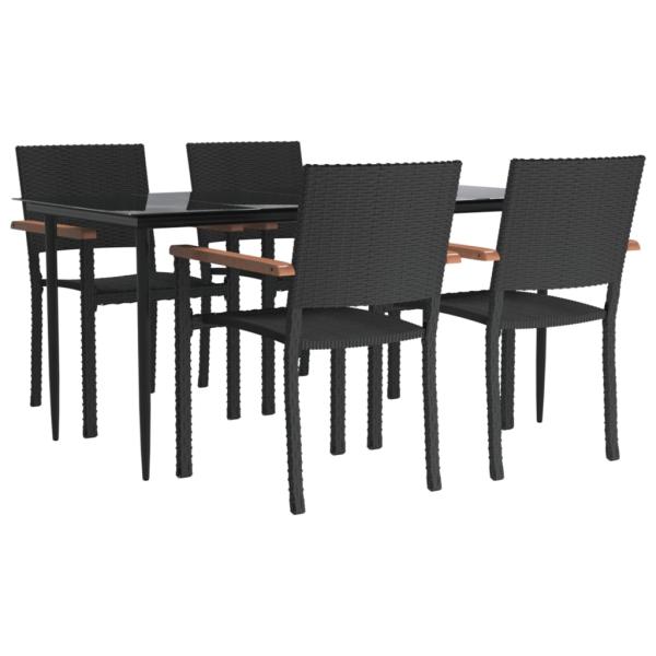 5-tlg. Garten-Essgruppe Schwarz Poly Rattan