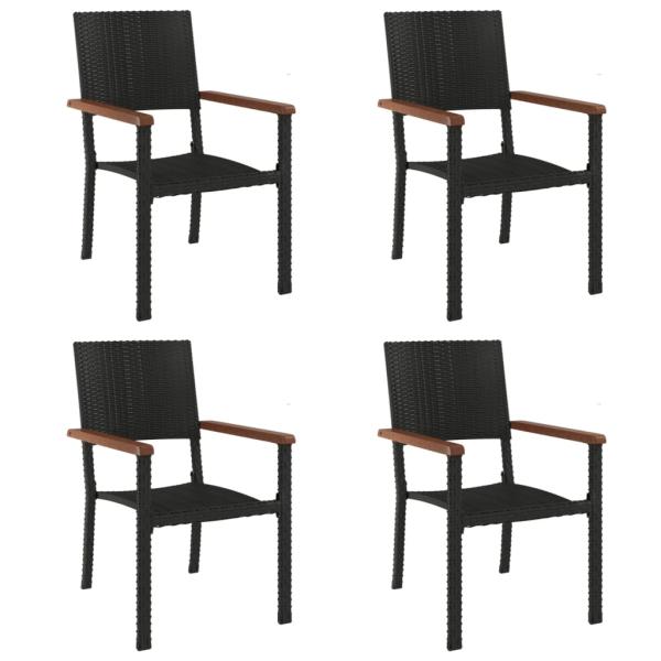 5-tlg. Garten-Essgruppe Schwarz Poly Rattan