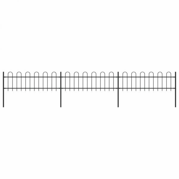 ARDEBO.de - Gartenzaun mit Bügel-Design Stahl 5,1 x 0,6 m Schwarz