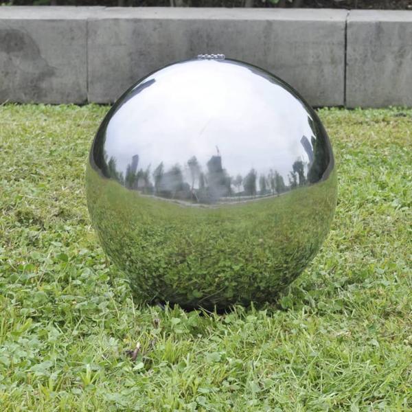 3 Stk. Garten-Springbrunnen Sphäre mit LEDs Edelstahl 