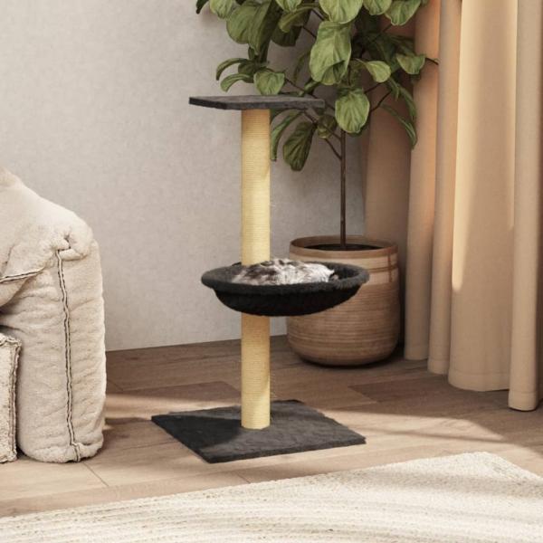ARDEBO.de - Kratzbaum mit Sisal-Kratzsäule Dunkelgrau 74 cm