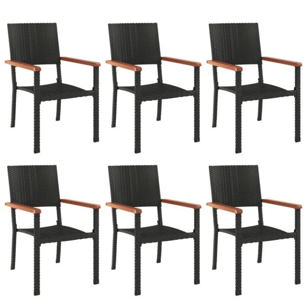 7-tlg. Garten-Essgruppe Schwarz Poly Rattan