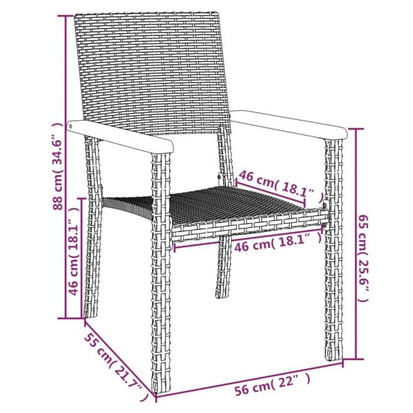 7-tlg. Garten-Essgruppe Schwarz Poly Rattan
