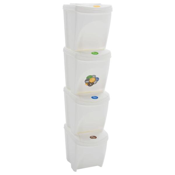 ARDEBO.de - Stapelbare Mülleimer 4 Stk. Weiß 100 L Polypropylen