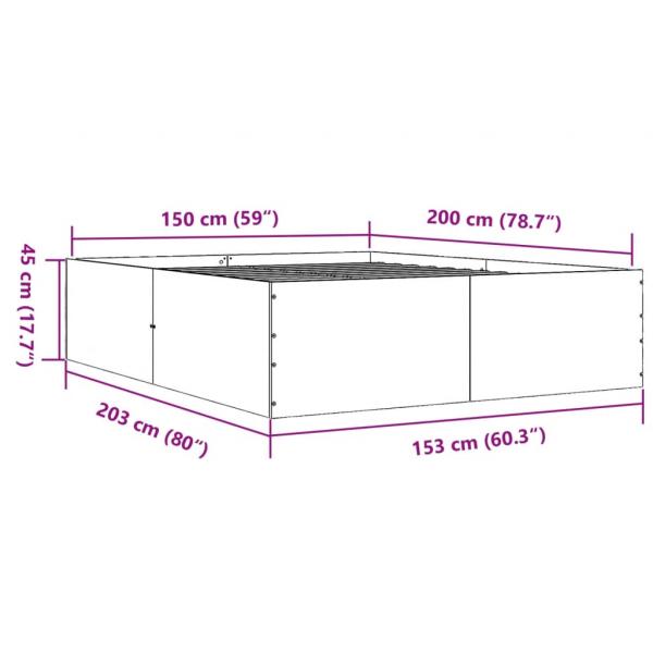 Bettgestell Betongrau 150x200 cm Holzwerkstoff