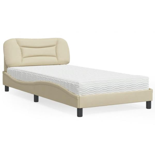 ARDEBO.de - Bett mit Matratze Creme 100x200 cm Stoff