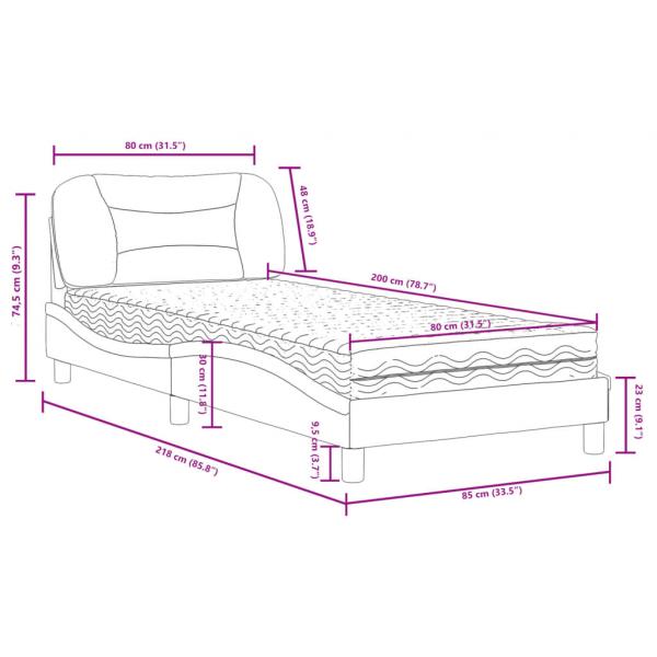 Bett mit Matratze Schwarz 80x200 cm Stoff