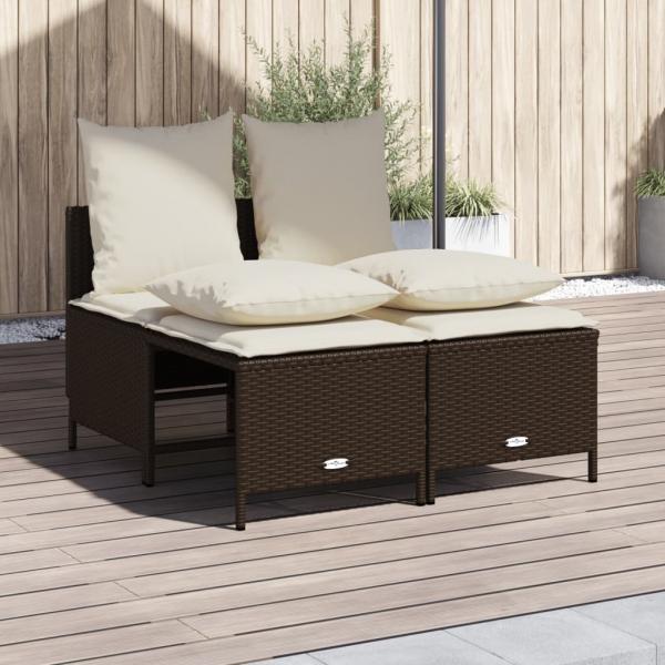 ARDEBO.de - 4-tlg. Garten-Sofagarnitur mit Kissen Braun Poly Rattan