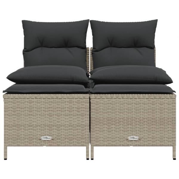 4-tlg. Garten-Sofagarnitur mit Kissen Hellgrau Poly Rattan