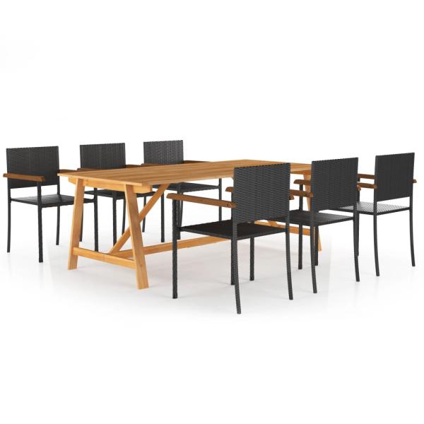 ARDEBO.de - 7-tlg. Garten-Essgruppe Schwarz