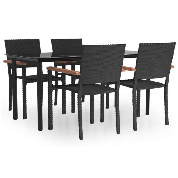 5-tlg. Garten-Essgruppe Schwarz Poly Rattan