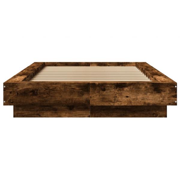 Bettgestell mit LED Räuchereiche 75x190 cm Holzwerkstoff