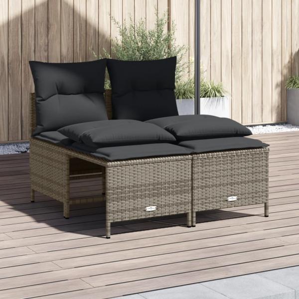 ARDEBO.de - 4-tlg. Garten-Sofagarnitur mit Kissen Grau Poly Rattan