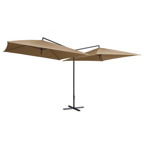 Doppelsonnenschirm mit Stahlmast 250×250 cm Taupe 