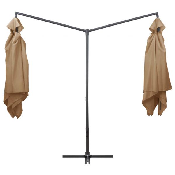 Doppelsonnenschirm mit Stahlmast 250×250 cm Taupe 