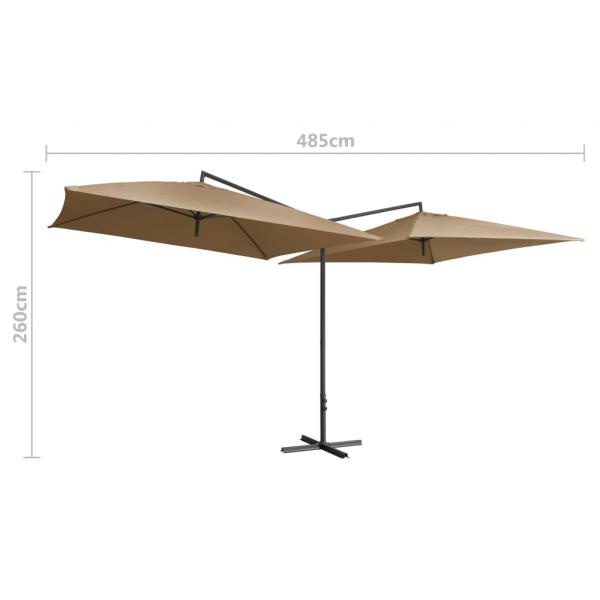 Doppelsonnenschirm mit Stahlmast 250×250 cm Taupe 