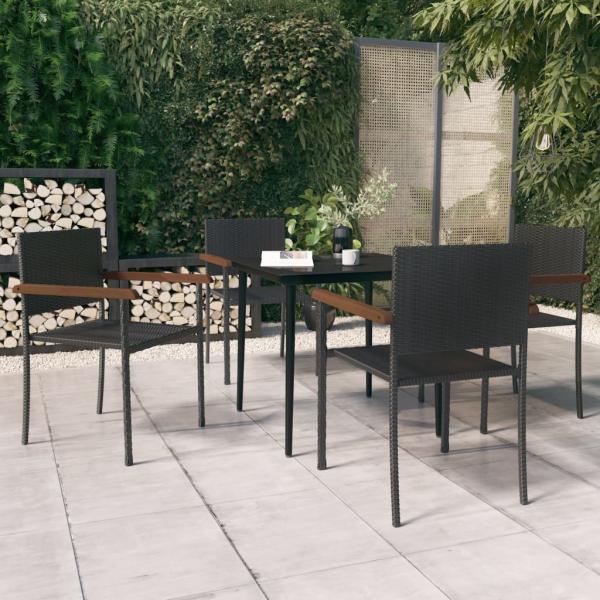 ARDEBO.de - 5-tlg. Garten-Essgruppe Schwarz