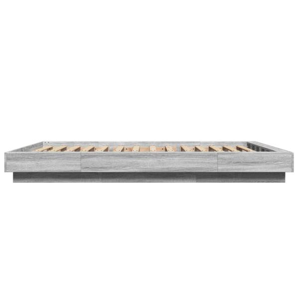 Bettgestell mit LED Grau Sonoma 120x200 cm Holzwerkstoff
