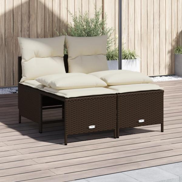 ARDEBO.de - 4-tlg. Garten-Sofagarnitur mit Kissen Braun Poly Rattan