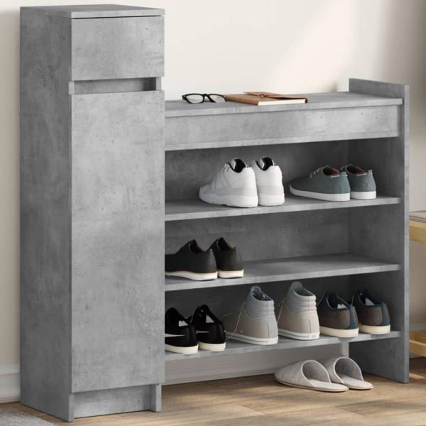 ARDEBO.de - Schuhschrank Betongrau 100,5x28x100 cm Holzwerkstoff