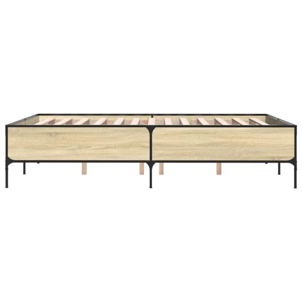 Bettgestell Sonoma-Eiche 135x190 cm Holzwerkstoff und Metall