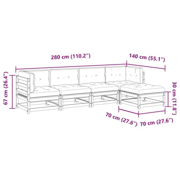 5-tlg. Garten-Sofagarnitur mit Kissen Massivholz Douglasie