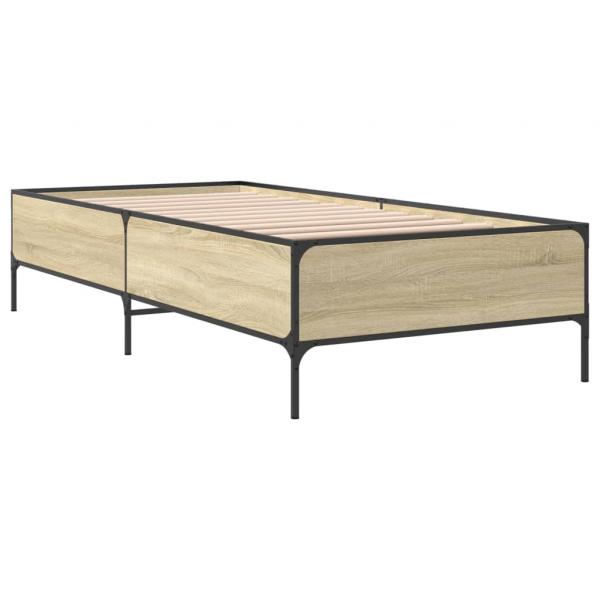 Bettgestell Sonoma-Eiche 90x200 cm Holzwerkstoff und Metall