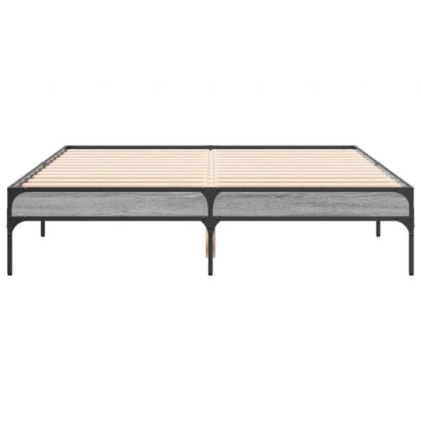 Bettgestell Grau Sonoma 120x200 cm Holzwerkstoff und Metall
