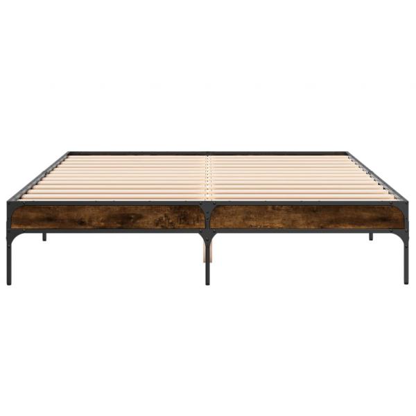 Bettgestell Räuchereiche 140x200 cm Holzwerkstoff und Metall