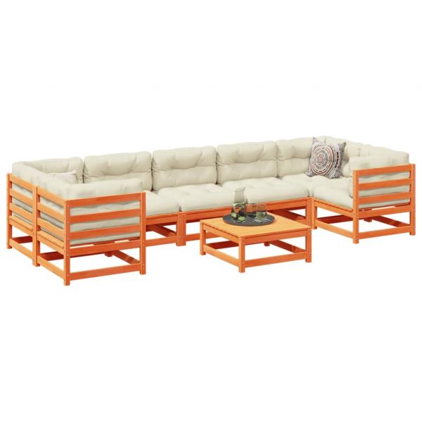 ARDEBO.de - 8-tlg. Garten-Sofagarnitur Wachsbraun Massivholz Kiefer