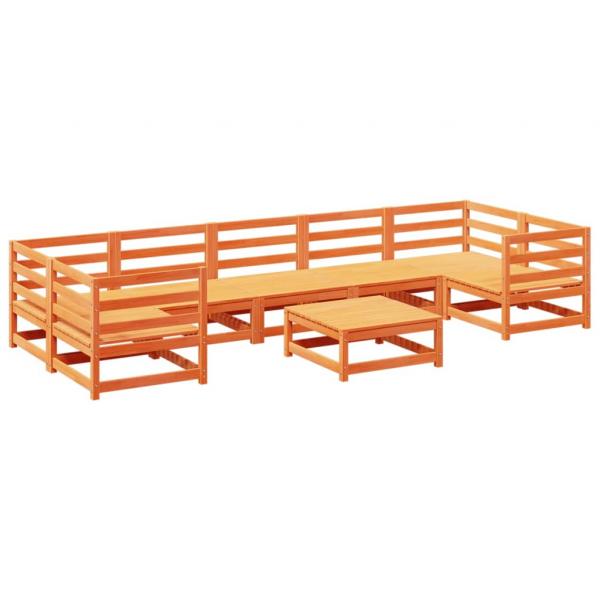 8-tlg. Garten-Sofagarnitur Wachsbraun Massivholz Kiefer