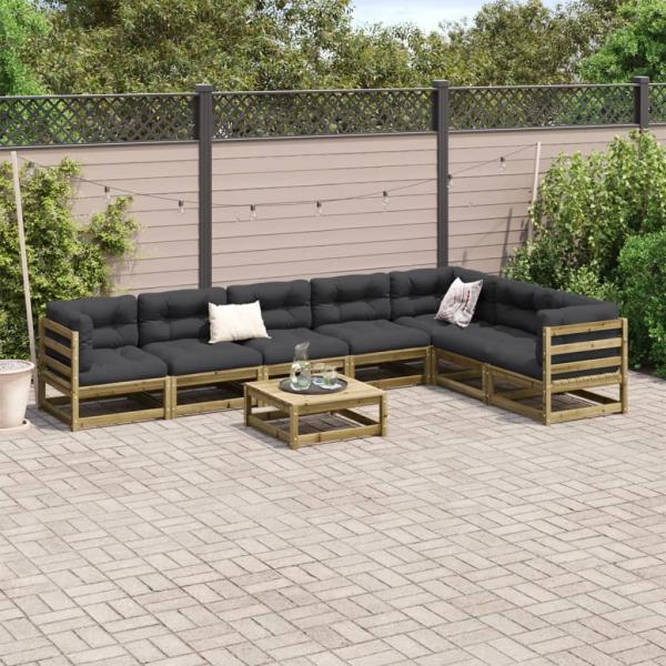8-tlg. Garten-Sofagarnitur mit Kissen Kiefernholz Imprägniert