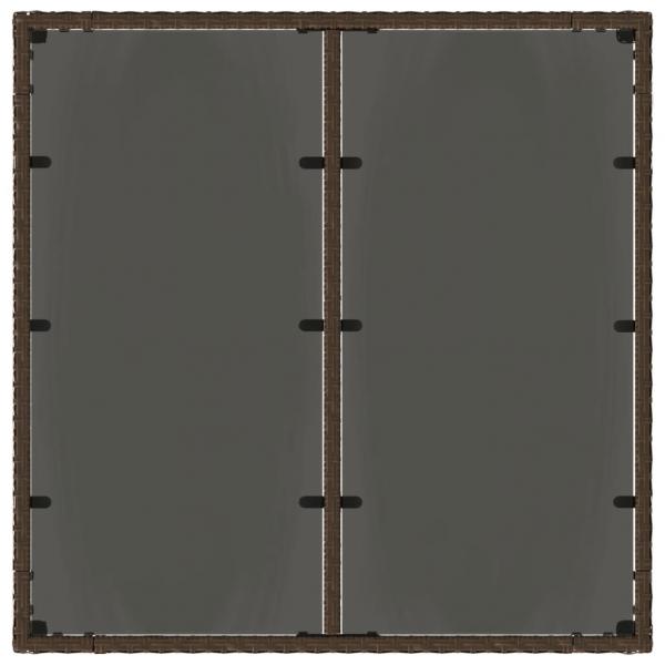 Gartentisch mit Glasplatte Braun 90x90x75 cm Poly Rattan