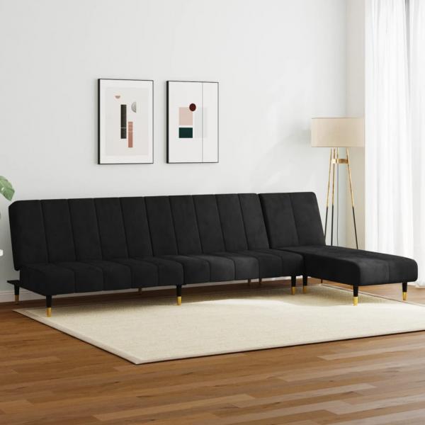 ARDEBO.de - 2-tlg. Sofagarnitur Schwarz Samt