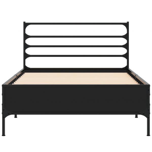 Bettgestell Schwarz 90x200 cm Holzwerkstoff und Metall