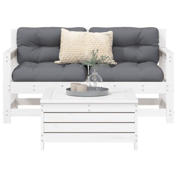 ARDEBO.de - 3-tlg. Garten-Sofagarnitur Weiß Massivholz Kiefer