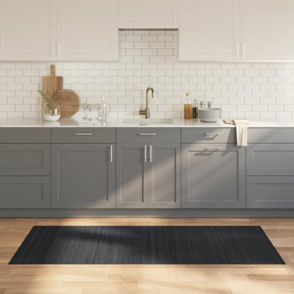 ARDEBO.de - Teppich Rechteckig Grau 80x200 cm Bambus