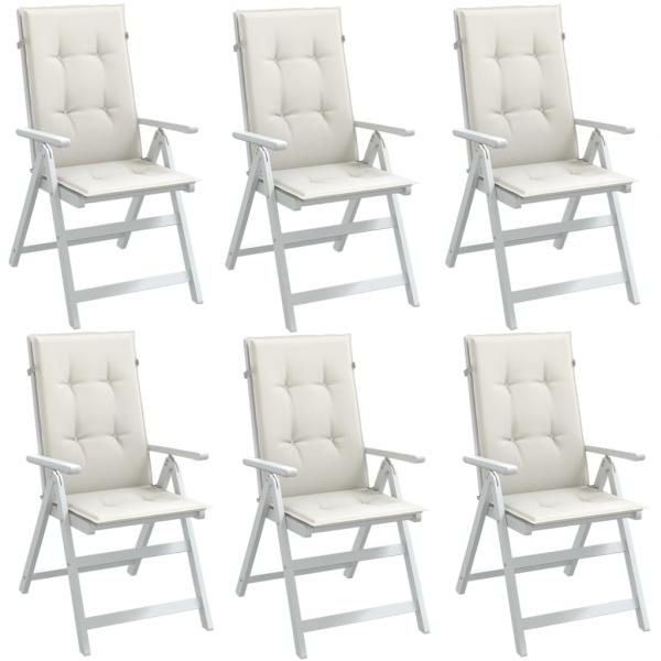 ARDEBO.de - Hochlehner-Auflagen 6 Stk. Melange Creme 120x50x4 cm Stoff