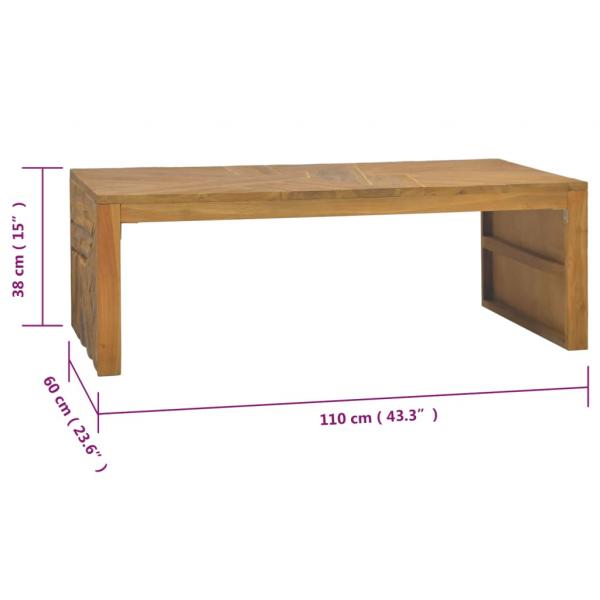 Couchtisch Erosion Teak Massivholz 110x35x38 cm