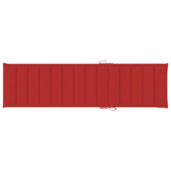 Sonnenliege mit Auflage Rot Massivholz Teak