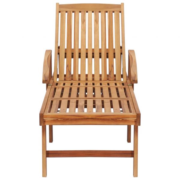 Sonnenliege mit Tisch und Auflage Massivholz Teak