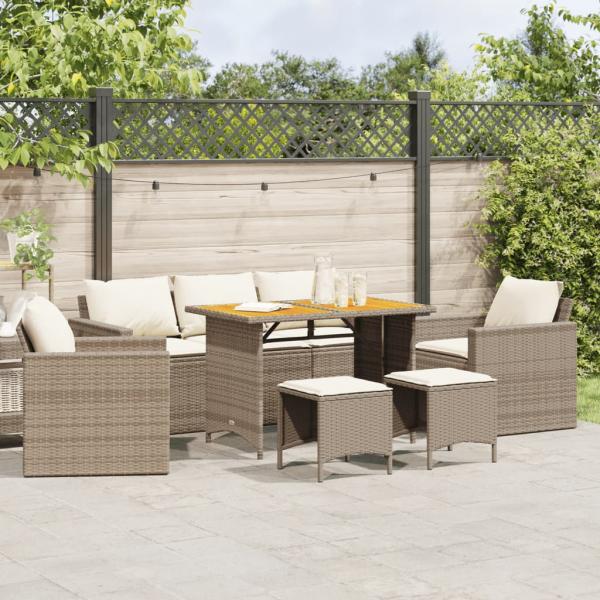 ARDEBO.de - 6-tlg. Garten-Sofagarnitur mit Kissen Beige Poly Rattan
