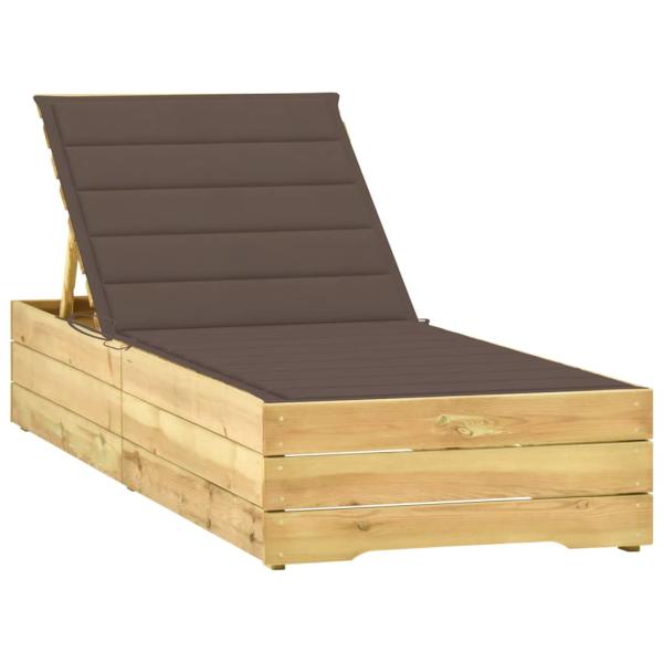 ARDEBO.de - Sonnenliege mit Taupe Auflage Imprägniertes Kiefernholz