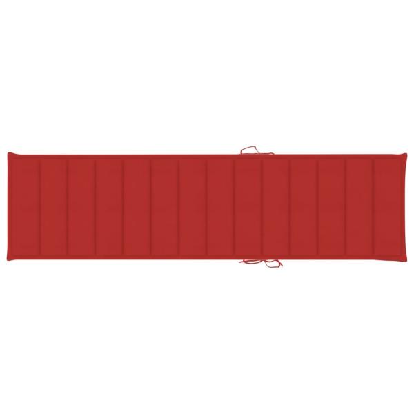 Sonnenliegen 2 Stk. mit Auflagen Rot Massivholz Teak