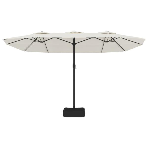 Doppelsonnenschirm mit LEDs Sandweiß 449x245 cm