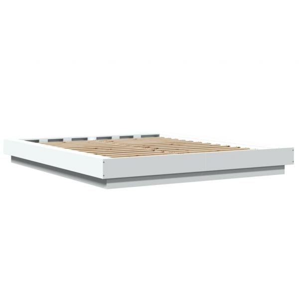Bettgestell mit LED Weiß 150x200 cm Holzwerkstoff