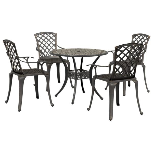 ARDEBO.de - 5-tlg. Garten-Essgruppe Bronzen Aluminiumguss