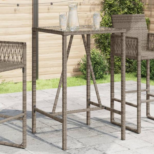 ARDEBO.de - Garten-Bartisch Grau 70x70x110 cm Poly Rattan